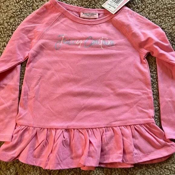 Juicy Couture Girls Pink Peplum Top Sz 3T - Picture 1 of 3